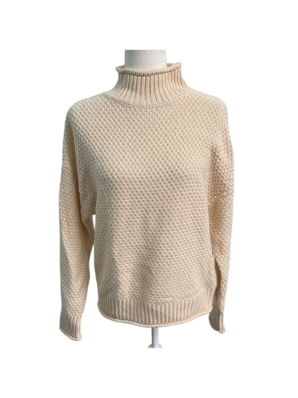 Zesica Chunky Knit Turtleneck Pullover Sweater Relax Fit Sz Small Apricot Cream